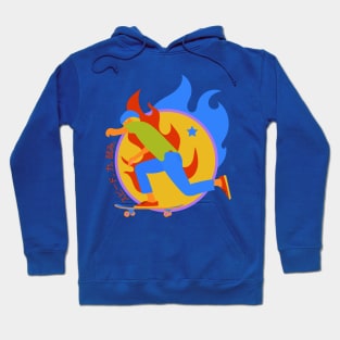 Skater boy on fire background Hoodie